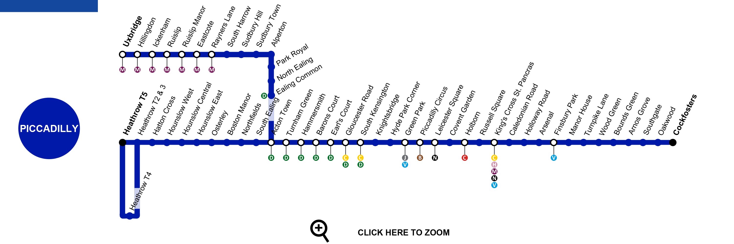 倫敦希斯洛機場交通攻略:Piccadilly line地鐵站的行經路線圖 倫敦希斯洛機場交通攻略:Piccadilly line地鐵站的行經路線圖