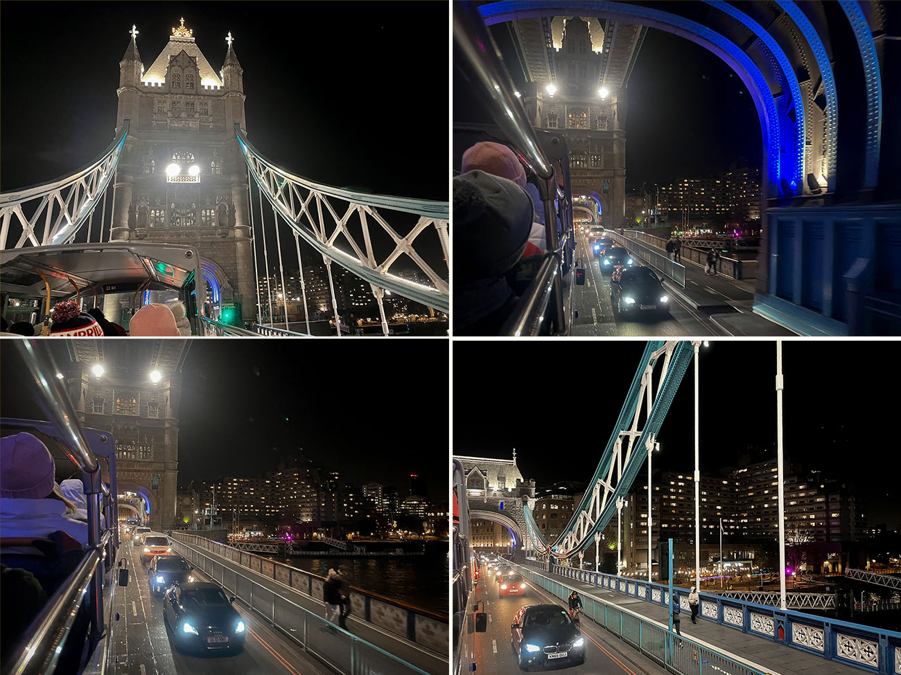 第一次在晚上經過倫敦塔橋，搭露天巴士的參觀視野比自己走在橋上還漂亮的多