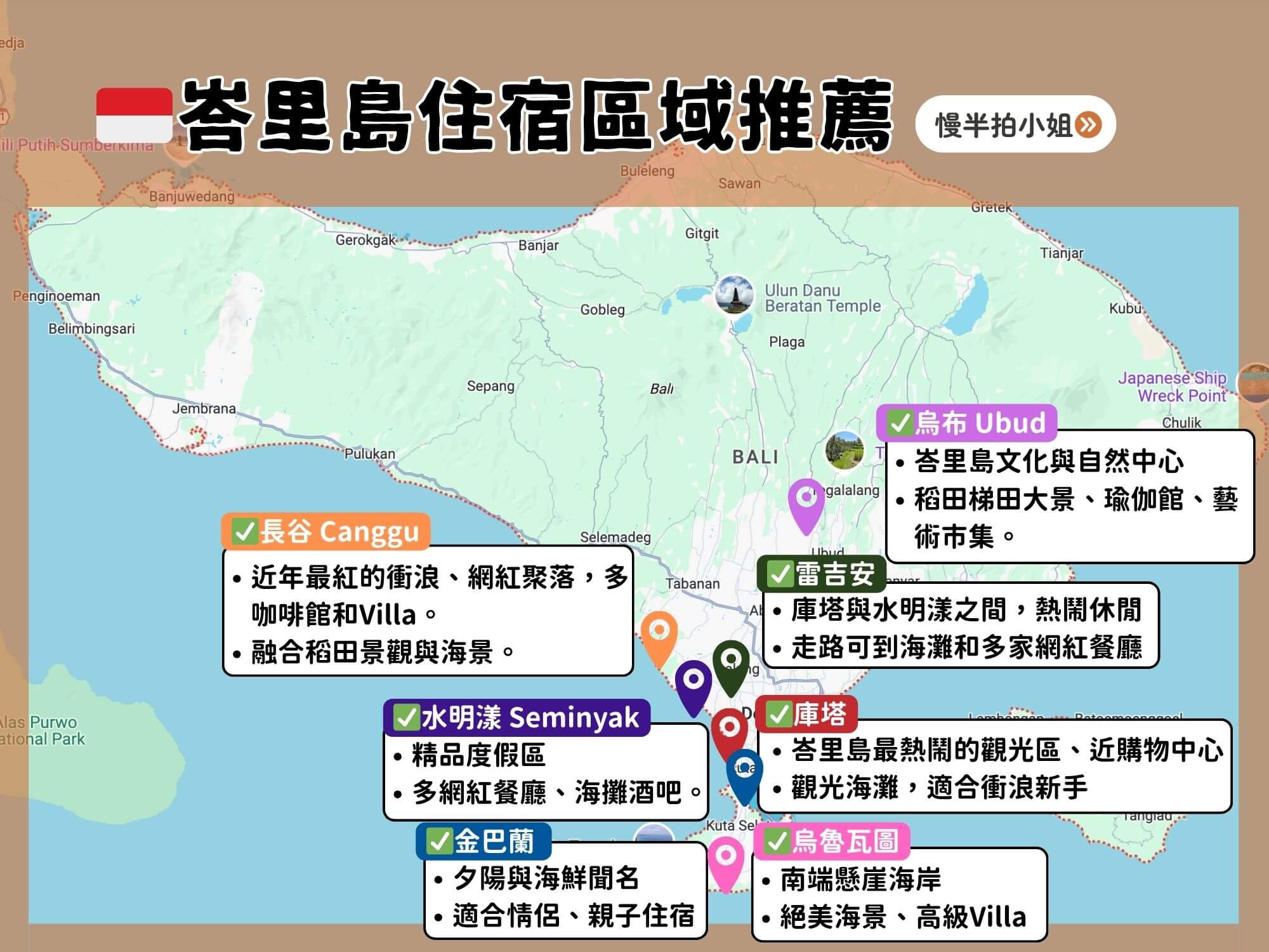 峇里島住宿區域推薦地圖