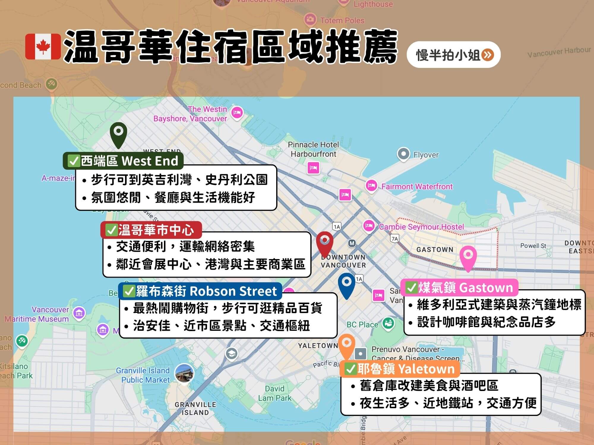 溫哥華住宿區域推薦地圖