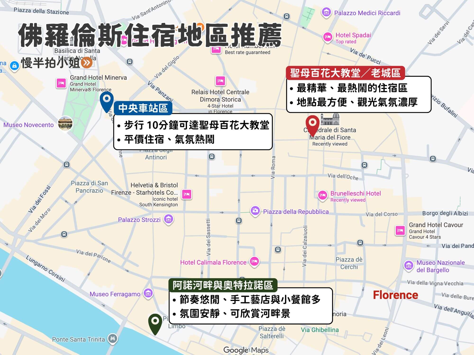 佛羅倫斯住宿推薦區域地圖