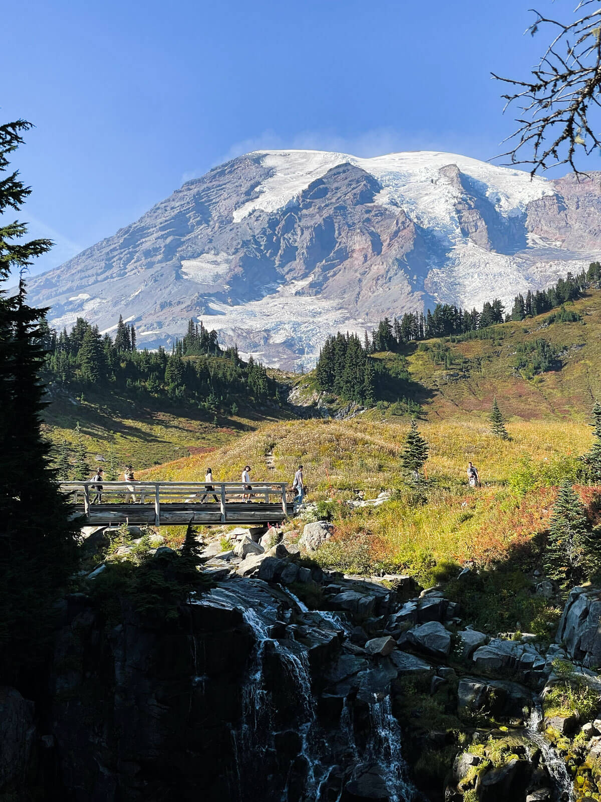 雷尼爾火山的 Myrtle Falls
